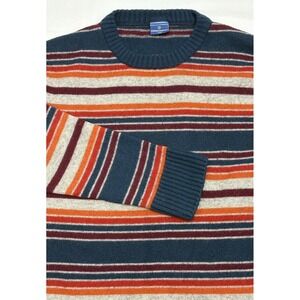 Indigo Nation Green/Orange/Maroon/Gray/Red Striped 80% Wool Sweater M/L